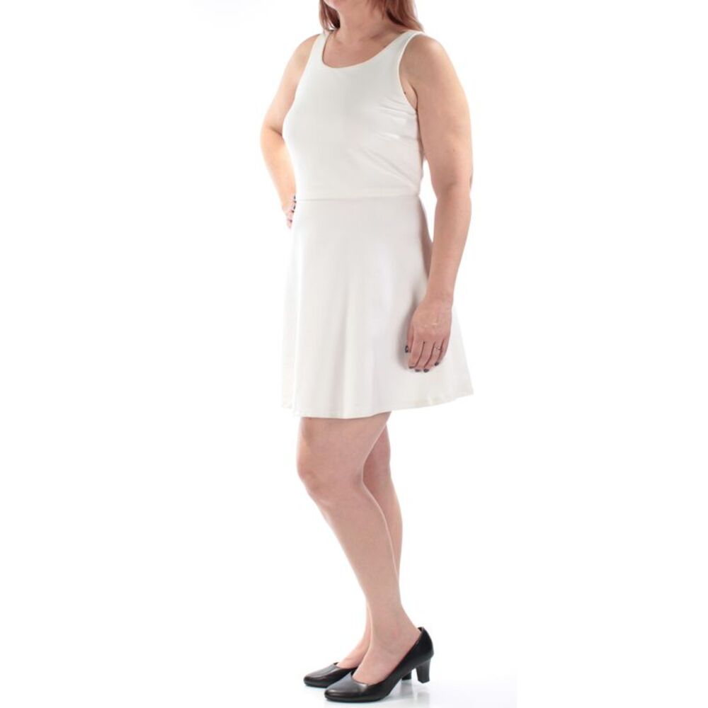 IN AWE Womens Ivory Sleeveless Above The Knee A-Line Dress Size: L